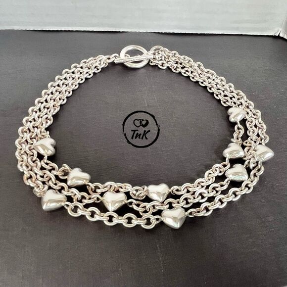 Vintage Heartstrings Tiffany & Co Silver Heartstrings Puffed Heart Multi 3 Stran